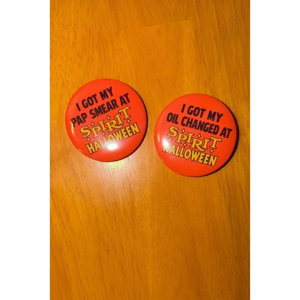 Set of Two 2.25” Buttons- Spirit Halloween Inspired